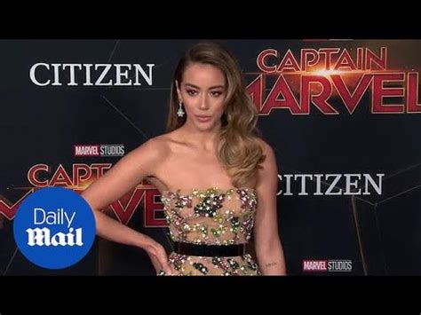 chloe bennet nude|Chloe Bennet radiates in nude dress at Captain Marvel premiere